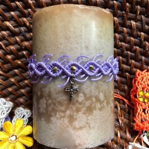 Candle decor lace wreath adjustable crystal NEW